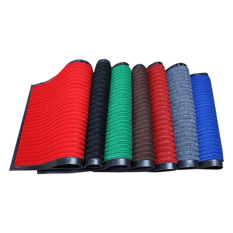 Alfombra roja antideslizante PVC piso estera hogar doble rayas cocina pasillo puerta estera absorbente espesado baño piso estera