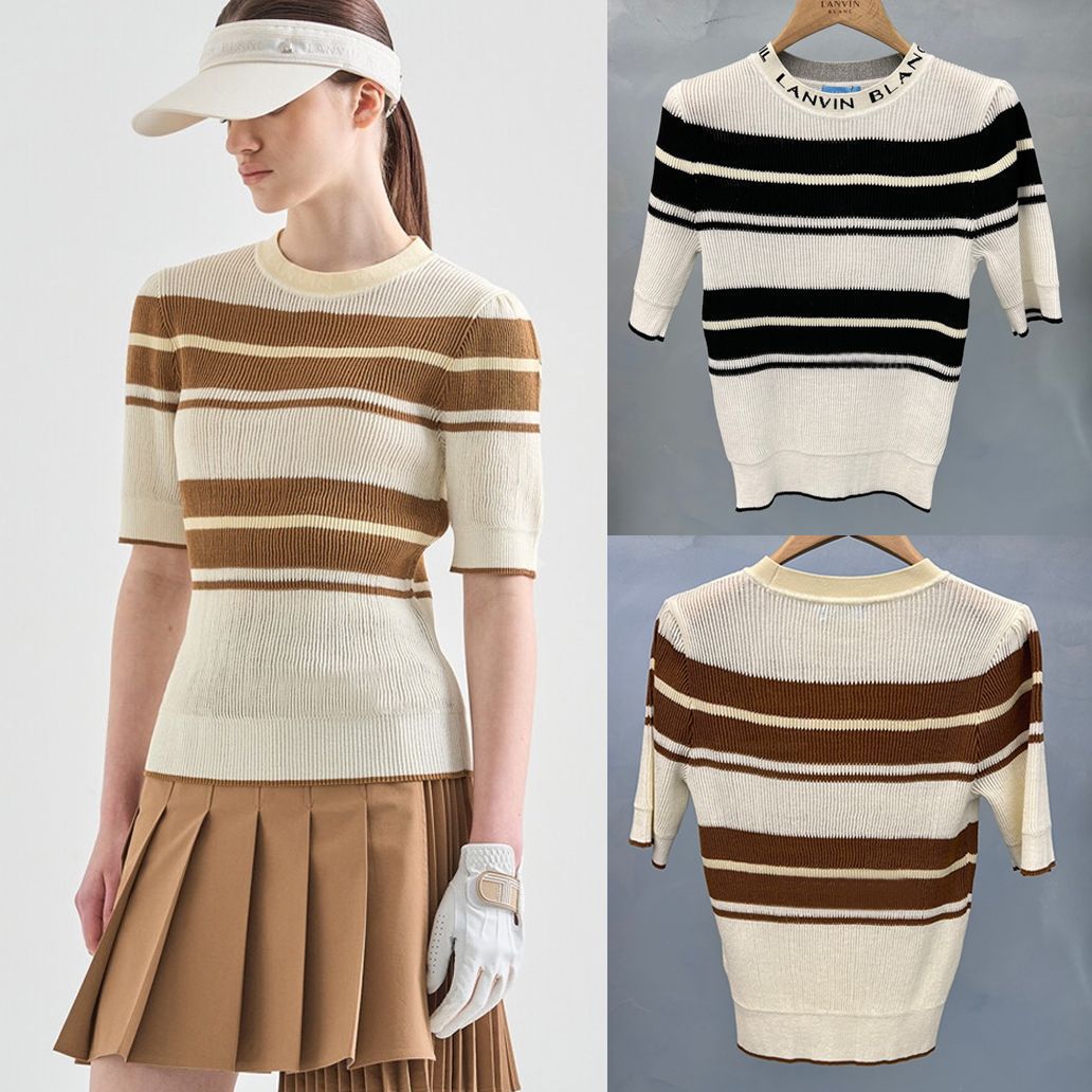 24 New Original Golf Clothing Women's Knitwear Book Style Cool Imported Material Golf Stripesd Versatile Top