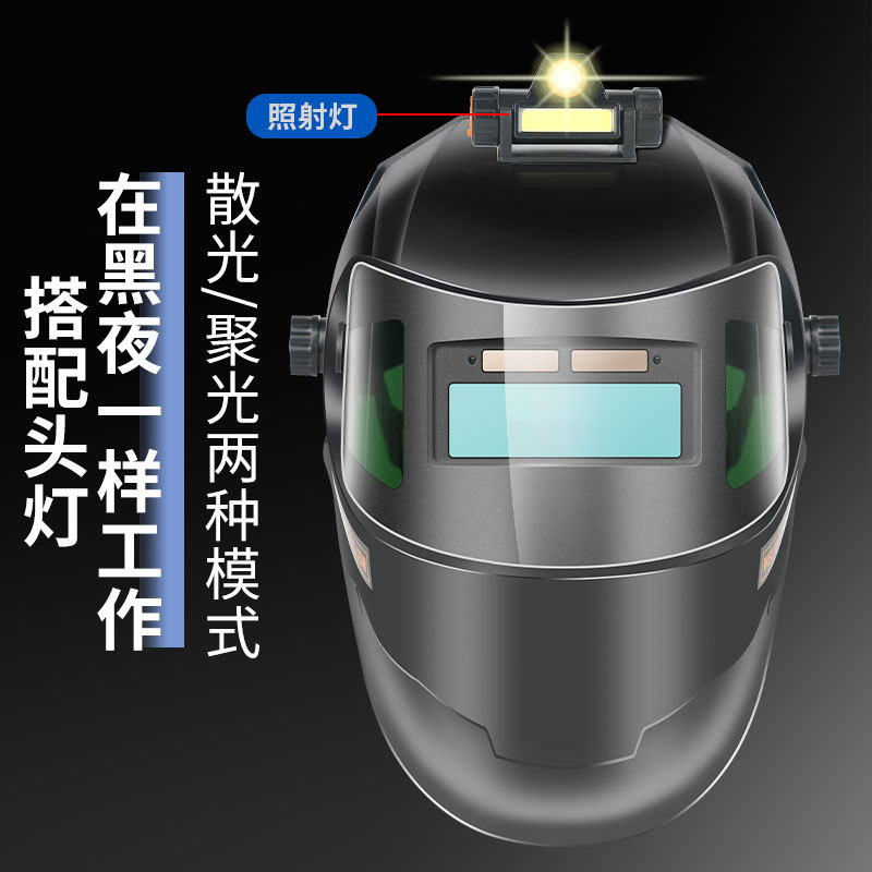 Fabricante mayorista de máscaras de soldadura de correa de cabeza de color real brillante lente de atenuación automática toda la cara ligera montada en la cabeza