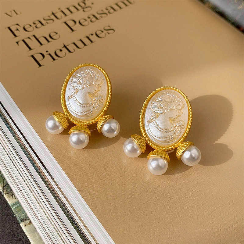 Серьги ретро-роскошь, серебряные штифты, жемчуг и смола винтажные стили