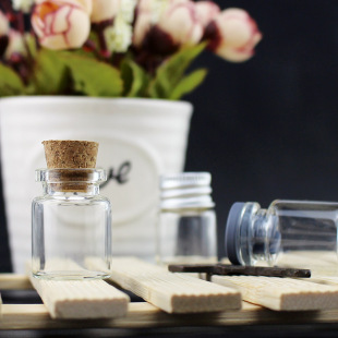 Wishing Bottle with Cork, Small Transparent Glass Bottle with Lid, Sealed Mini Glass Bottle with Aluminum Cap and Rubber Stopper, 5ml