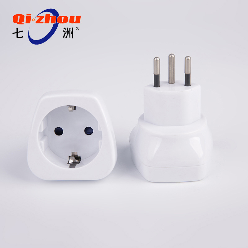 巴西脚-德式孔转换器 巴西出差旅行便携转换插头插座