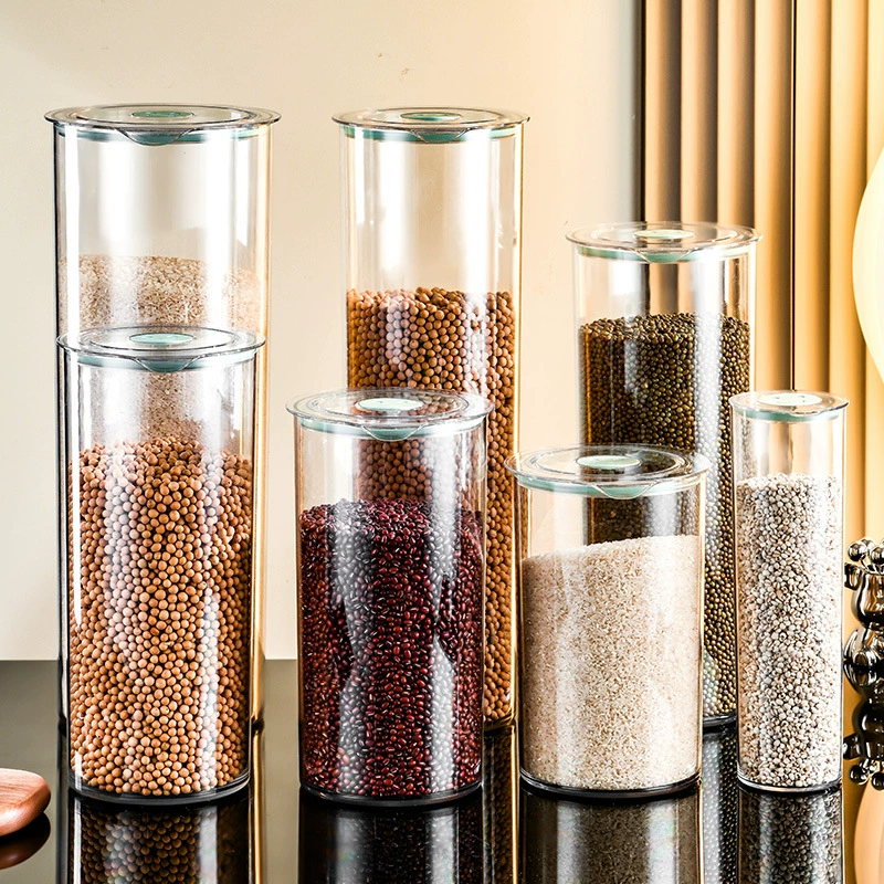Прозрачная цилиндрическая герметичная банка с крышкой, кухонная банка для хранения зерен и сухофруктов, банка для хранения чая и цедры мандарина