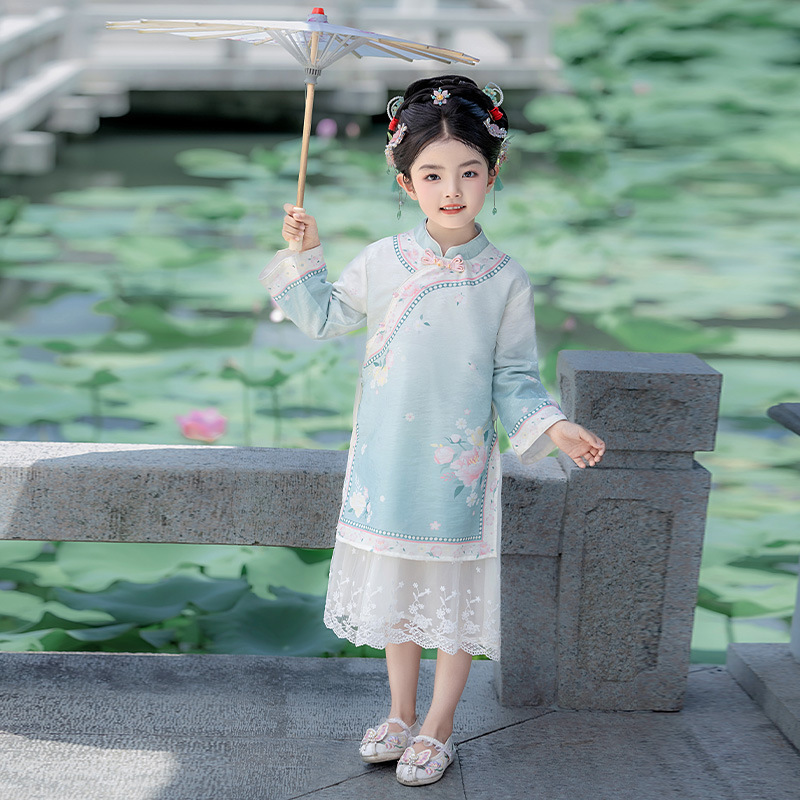 女童25年秋季新款长袖汉服儿童格格套装仙女宝宝网红洋气盘扣表演|undefined