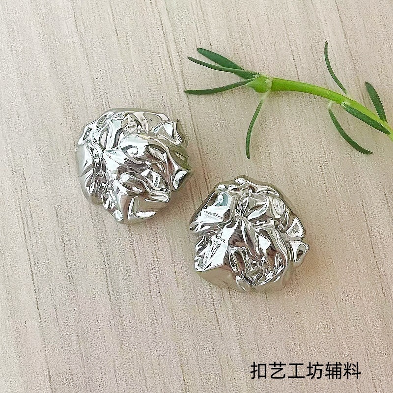 不规则褶皱金属纽扣diy小香风外套大衣毛衣衬衫服装辅料手缝扣|undefined