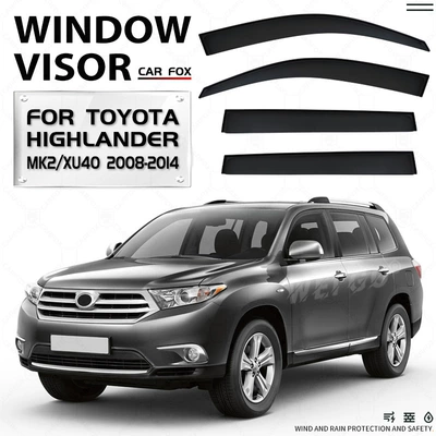 Rain shield — Toyota HIGHLANDER Window visor - cross-border-fine-fight-without-logo-highlander-mk2-xu40-2008-2014-ps-rain-shield-without-bright-strips-corner-protection-packaging