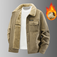 2025新款仿羊羔绒男外套加绒加厚棉衣休闲工装棉服复古夹克2266A