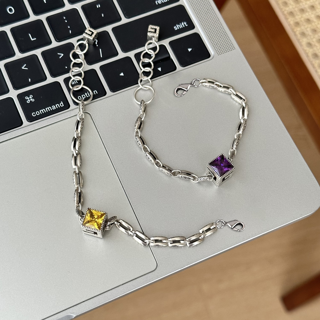 retro bracelet with zircon with letters hip-hop style