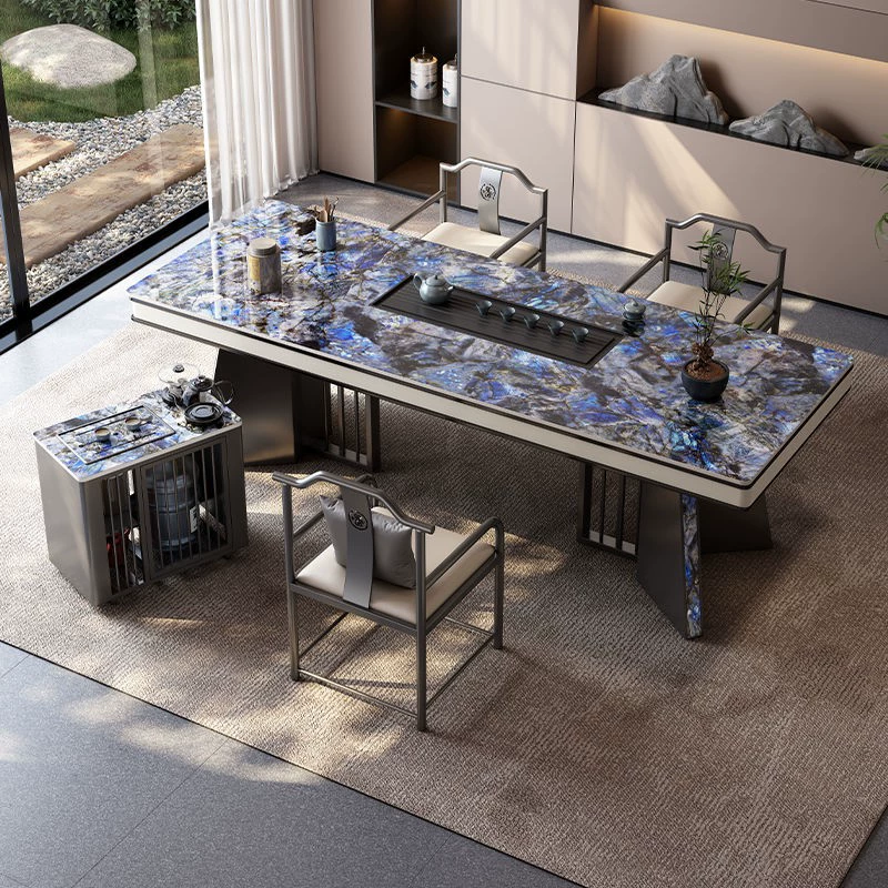 Каменная плита светло-роскошный чайный стол современный чайный стол и стулья сочетание простой, легкий и роскошный продвинутый офисный чайный стол