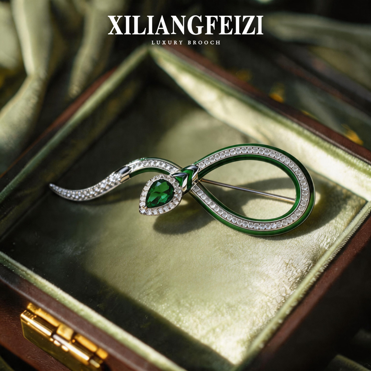 Xiliang Feizi Exquisitely Crafted Full-Zircon Snake Brooch, Enamel Color Gem Brooch, Light Luxury High-End Workplace Commuting Accessory