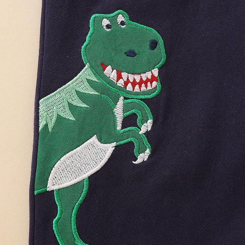  Autumn New Arrival: Boys' European & American-Style Sweatsuit Pants – Mid-to-Little Kids' Long Leggings with Dinosaur Embroidery
