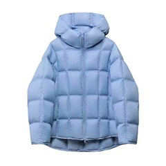 2025秋冬新款小方块羽绒服女连帽短款时尚白鸭绒泡芙面包服外套潮