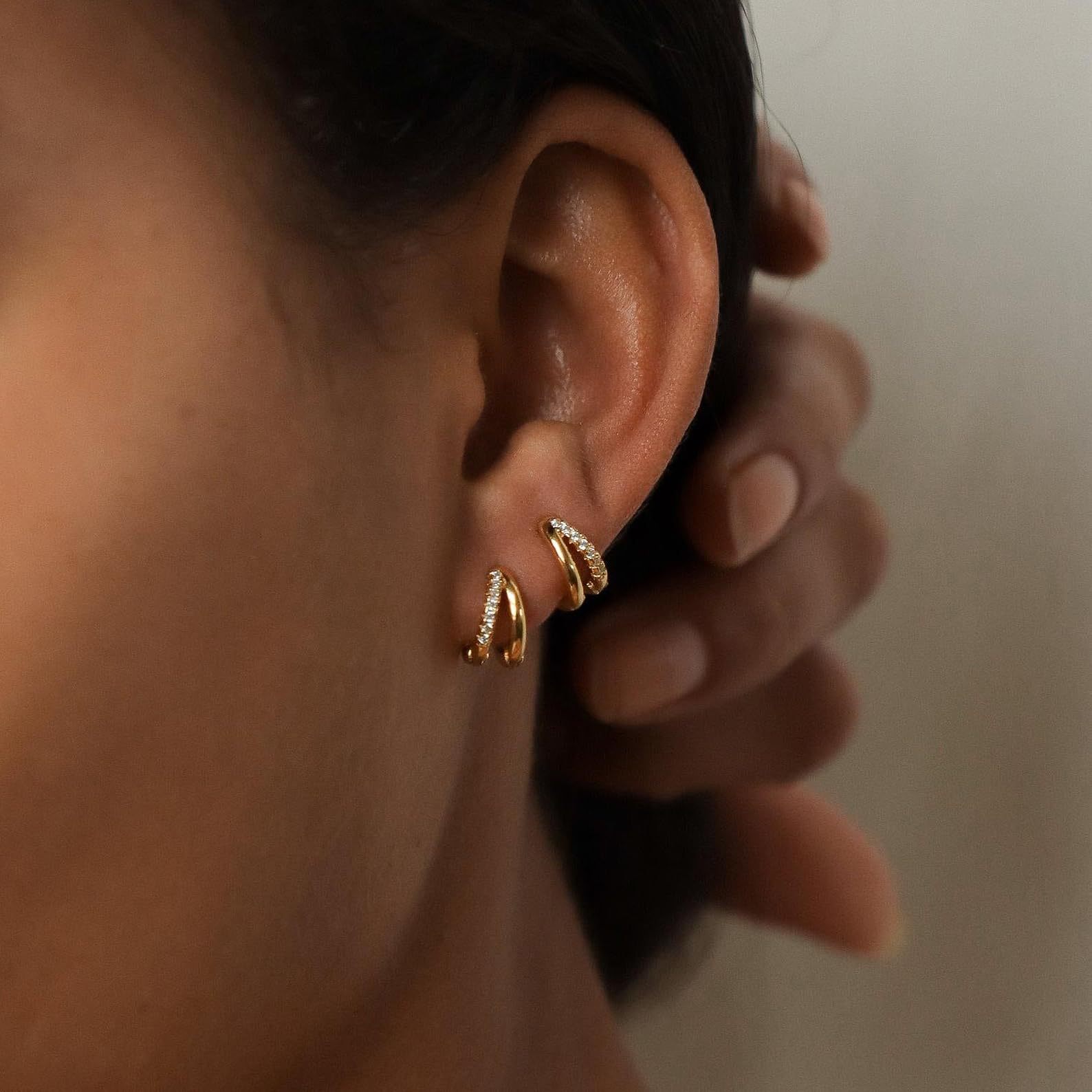 13g Weight Brass Ear Needle Material 1 Pair Elegant Geometric Solid Color Copper Hoop Earrings