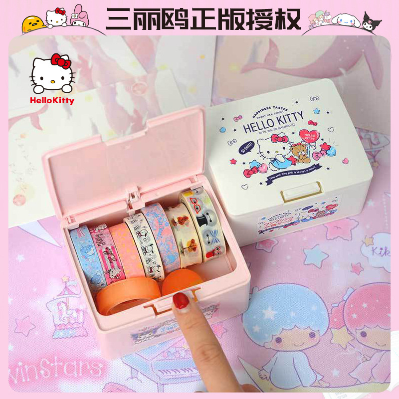 Sanrio Cartoon Press Cosmetic Storage Box hello kitty Acrylic Desktop Lipstick Small Items Storage