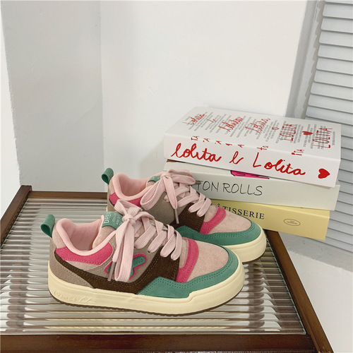 Korean style student color matching versatile trendy shoes  autumn new sports and leisure sneakers Harajuku Hong Kong style canvas shoes on behalf of