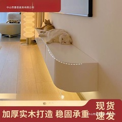フォレストマナーソリッドウッドテレビキャビネットクリームスタイル吊り下げテレビキャビネット小型壁掛け吊り下げテレビキャビネット