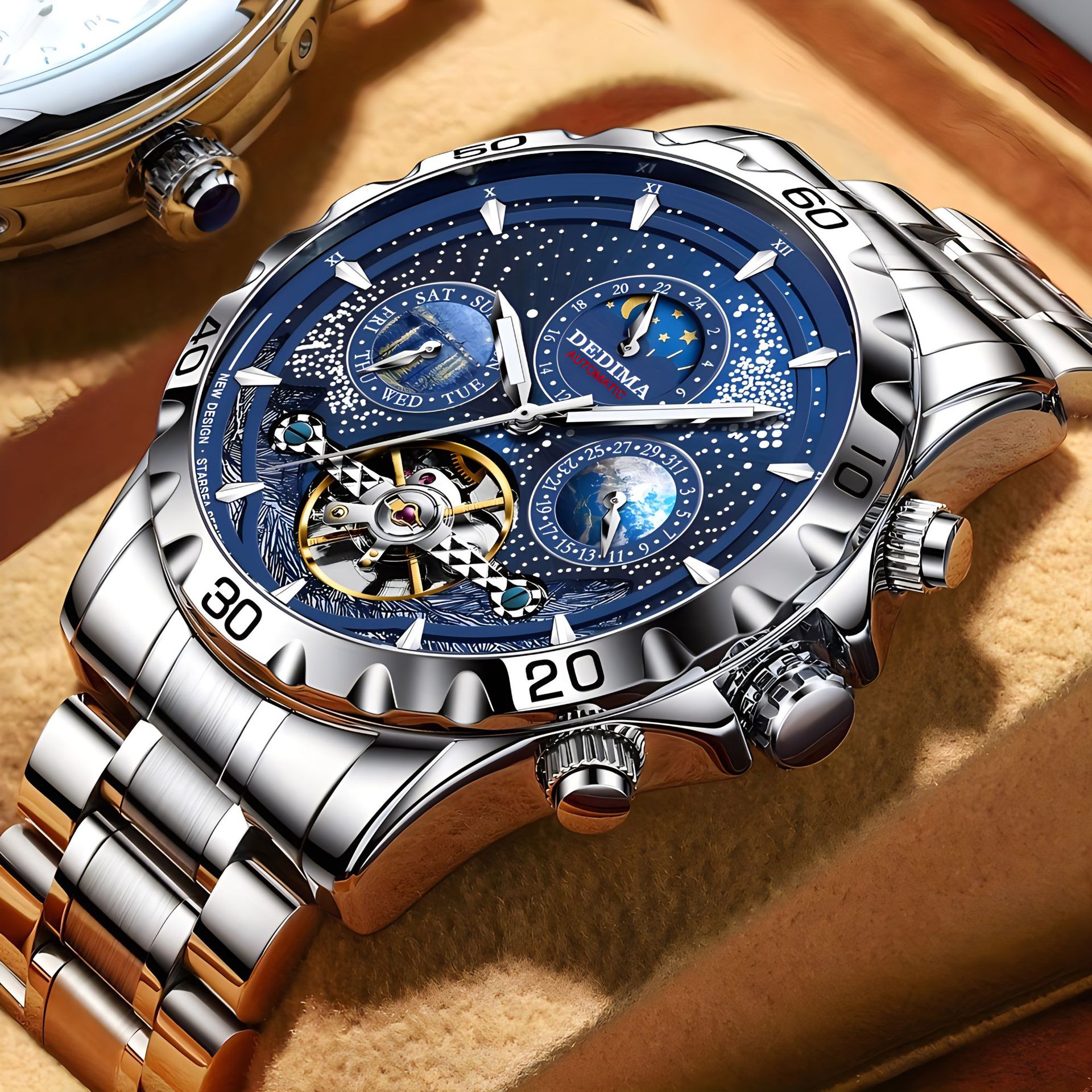 2026 New Fashion Starry Sky Luminous Waterproof Luminous Cross-Border Fully Automatic Tourbillon Mechanical Men's Watch