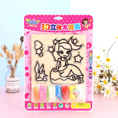 新款3D立体木版画 儿童手工坊创意作品 桌台摆件 兴趣班亲子互动