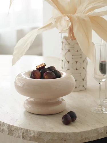 Creative Life [Marshmallow] Ceramic Fruit Plate Home Living Room Coffee Table Storage Fruit Plate Snack Plate