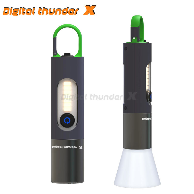 Nuevo al aire libre multi-función linterna escalada gancho P50 recargable fuerte luz linterna camping pantalla luz lateral de trabajo