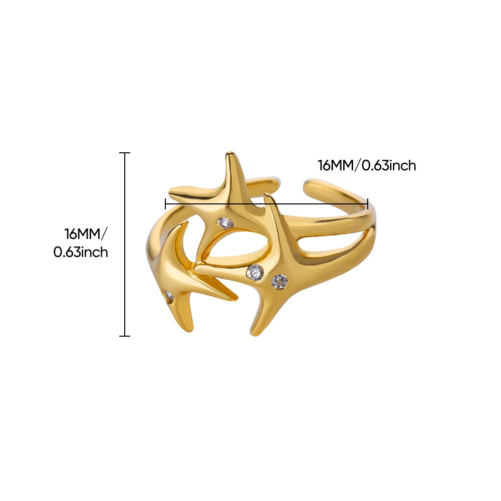 6g Weight Open Rings Classification Adjustable, One Size Ring Size 1 Piece Quantity Daily, Street Occasion Copper Material Star, Flower Pattern All Seasons Season Women's Gender Elegant, Lady Style Wholesale Jewelry Elegant Lady Star Flower Copper Open Rings 5