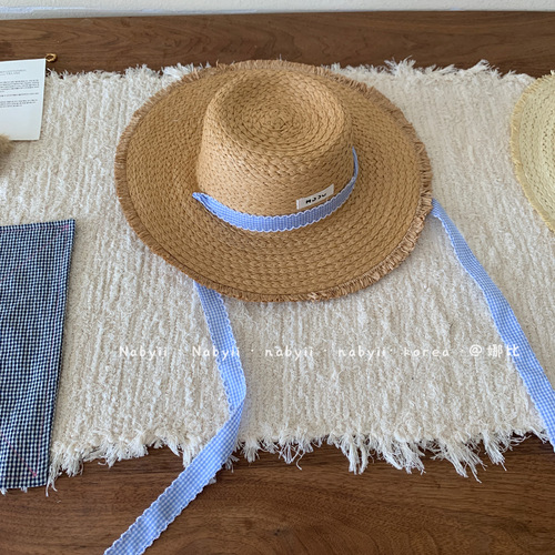 Star Language] French elegant ins Korean style sweet and cute big brim sunshade straw hat seaside vacation beach hat for women summer