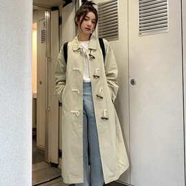 原版做法纯色学院风长袖日系百搭工装休闲外套春秋新款中长款风衣