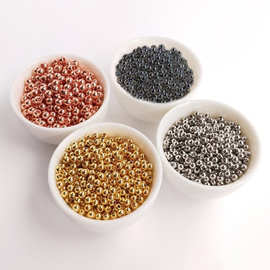 广州工厂光面4MM小金珠 3MM铜珠手链项链实心铜珠不易掉色