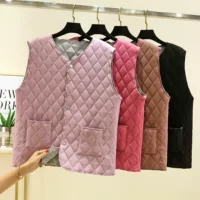 Осенне-зимний бархатный утолщенный жилет, Женский однобортный короткий теплый внутренний жилет, однотонный жилет на флисовой подкладке с постоянной температурой