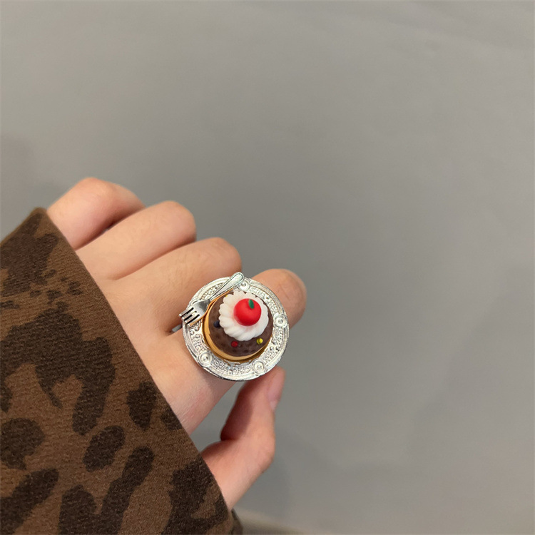 8g Weight Adjustable Ring Classification Adjustable, One Size Ring Size 1 Piece Quantity Casual Occasion Metal Material Fruit, Apple, Cake Pattern All Seasons Season Women's Gender Plating Design Cute, Modern Style Style 1 Piece Cute Modern Style Fruit Apple Cake Metal Plating Women's Adjustable Ring 5