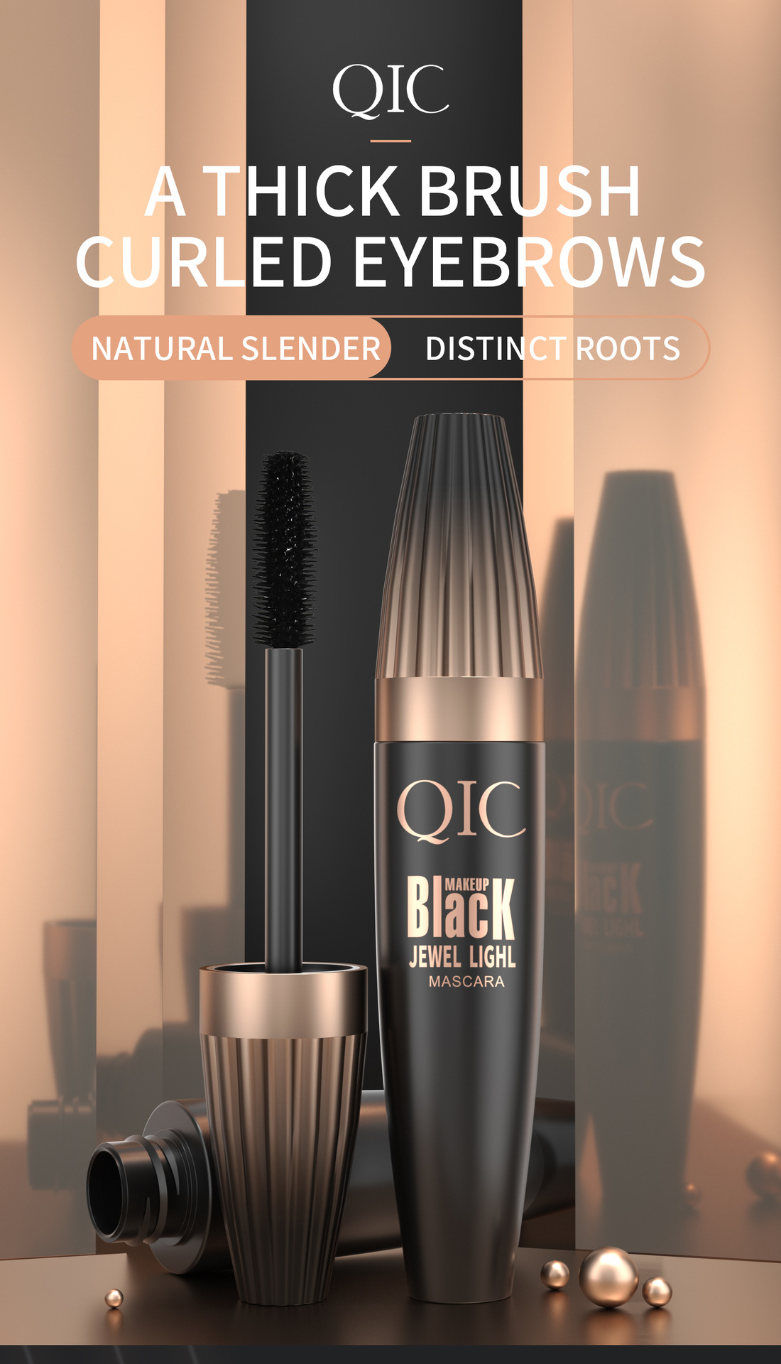 QIC Cini Color Plump 4D Mascara is a long, thick, curling, non-smudging, waterproof Mascara for cross-border makeup Application Scenario