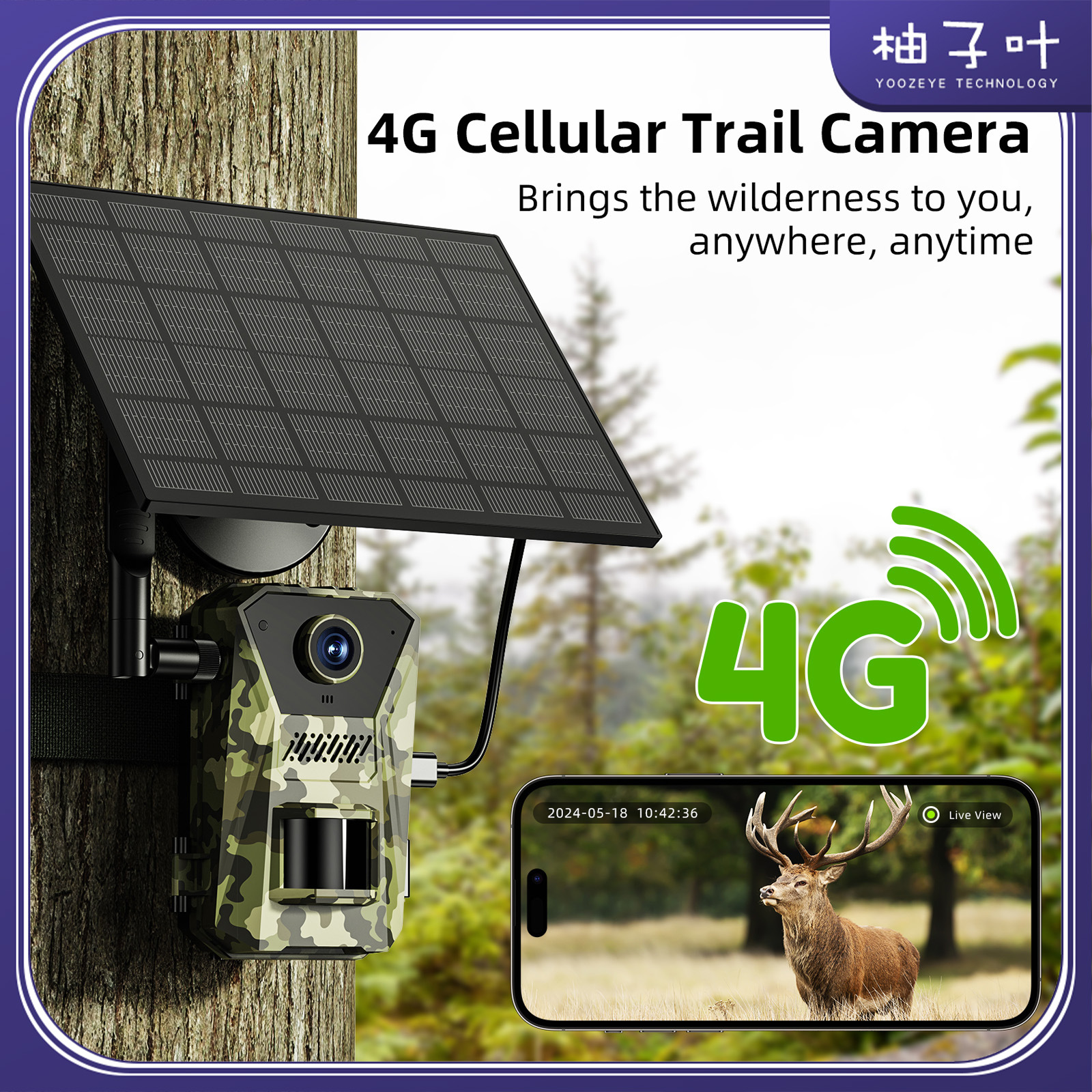 F8 Wireless 4G Solar IP66 Waterproof Outdoor Surveillance HD 4K Cloud Storage Infrared Night Vision Hunting Camera