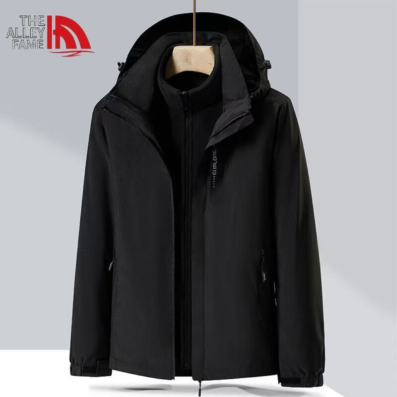 Outdoor jacket men's and women's three-in-one detachable two-piece suit fleece-lined thick waterproof breathable mountaineering suit can be printed Outdoor jacket men's and women's three-in-one detachable two-piece suit fleece-lined thick waterproof breathable mountaineering suit can be printed