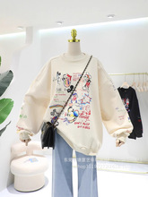 外贸shein品牌秋冬款女式卫衣米奇印花宽松圆领卫衣杂款尾货批发