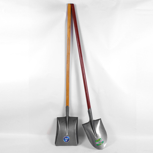 Iron shovel, large steel shovel, steel spade, snow shovel, pointed steel shovel, iron spade, hardware agricultural tool with wooden handle, square-head and pointed-head manganese steel shovel