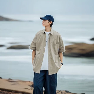 衬衫男港风日系宽松休闲百搭衬衣夏季薄款潮流ins潮短袖时尚百搭