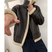 海宁皮草男进口羊皮毛一体外套男冬季原生态真皮皮衣加厚保暖外套