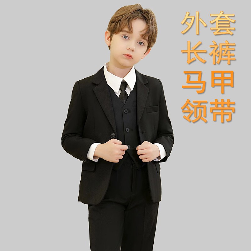2024子供のスーツのスーツの男の子の小さい司会者のドレスの中で大きい子供のピアノの演服の花の子供の男の子のスーツ