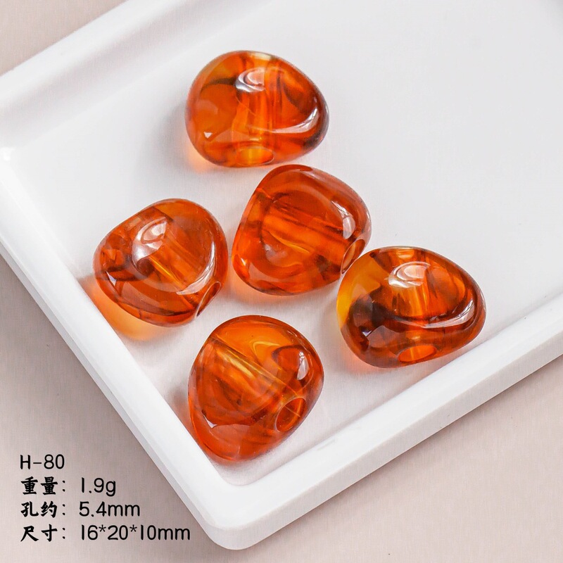 树脂不规则大孔扁珠晕染直孔珠服装泳装配饰吊坠散珠DIY饰品配件|undefined