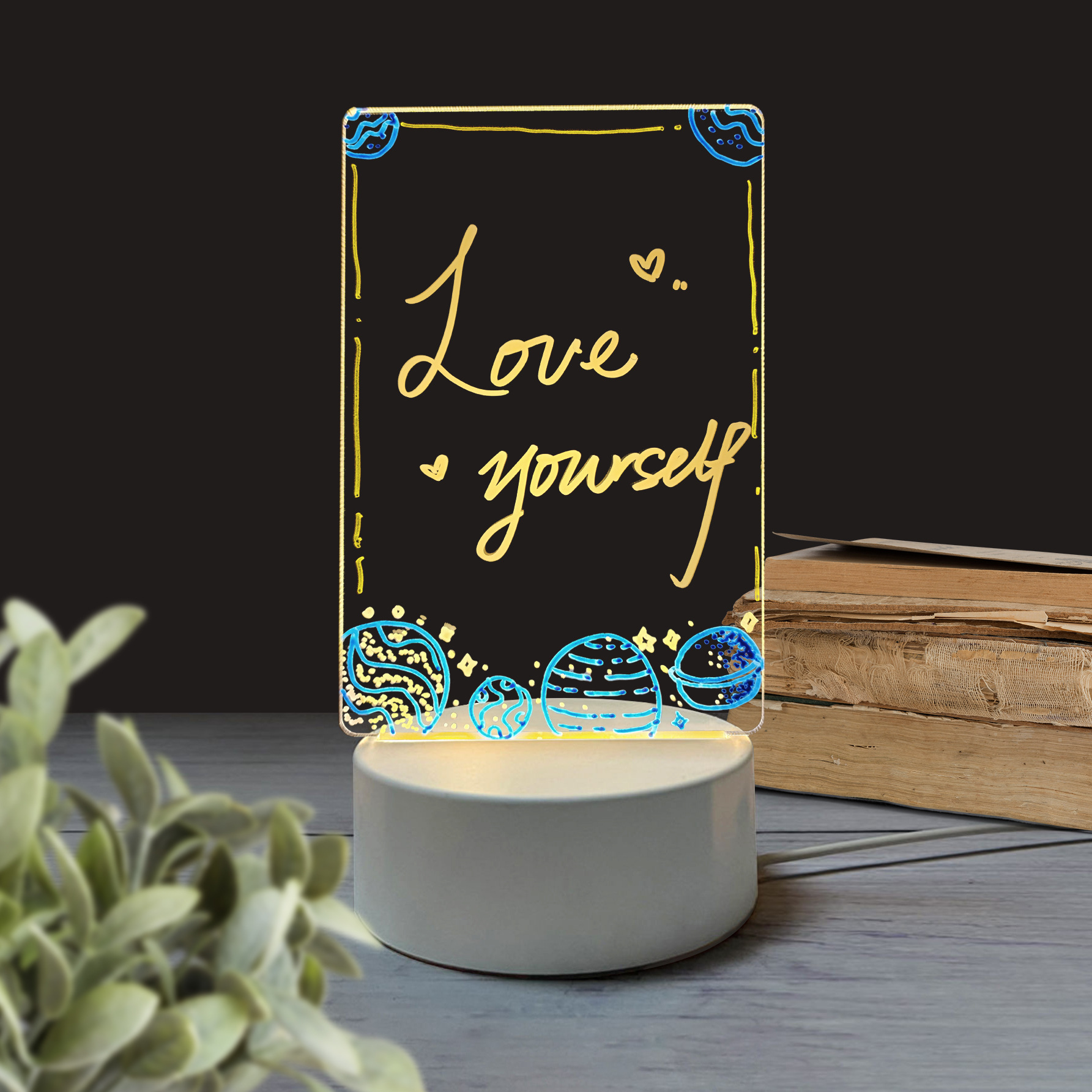 Lámpara de Noche 3D Creativa, Tablero de Mensajes DIY, Pequeña Lámpara de Mesa, Adorno de Regalo para Oficina, Dormitorio, Encimera, Lámpara LED