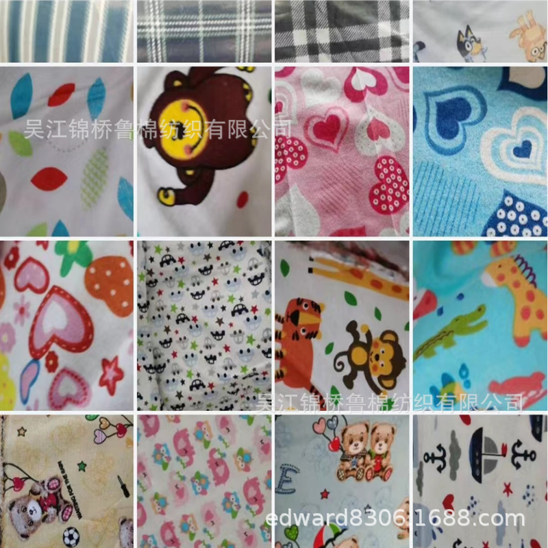 Impresión de franela tejida de algodón en stock impresión reactiva poliéster algodón cepillado franela pintura impresión pijamas tela