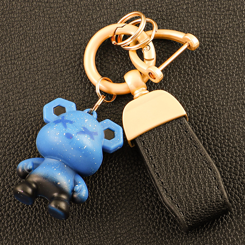 Llavero de oso de alta gama en el extranjero, colgante de llave de pareja, cuerda de mano de cuero, hebilla de metal duradera, hombre de comercio electrónico de Amazon