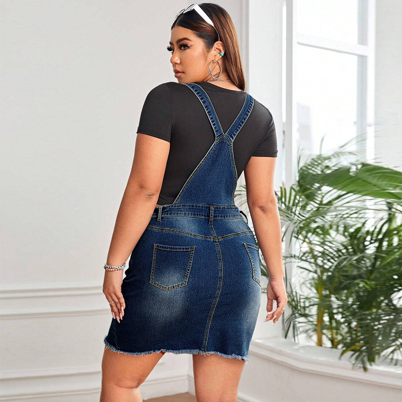 218639 クロスボーダープラスサイズ婦人服 AliExpress Amazon ウィッシュ独立ステーションデニムサスペンダースカート卸売|undefined
