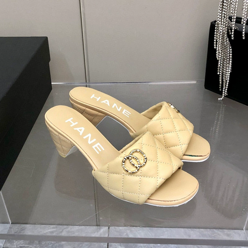 Летние модные сланцы с узором в виде diamonds, 2022, стиль Chanel