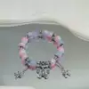 S057-Jade pink butterfly double tassel bracelet #SZ477