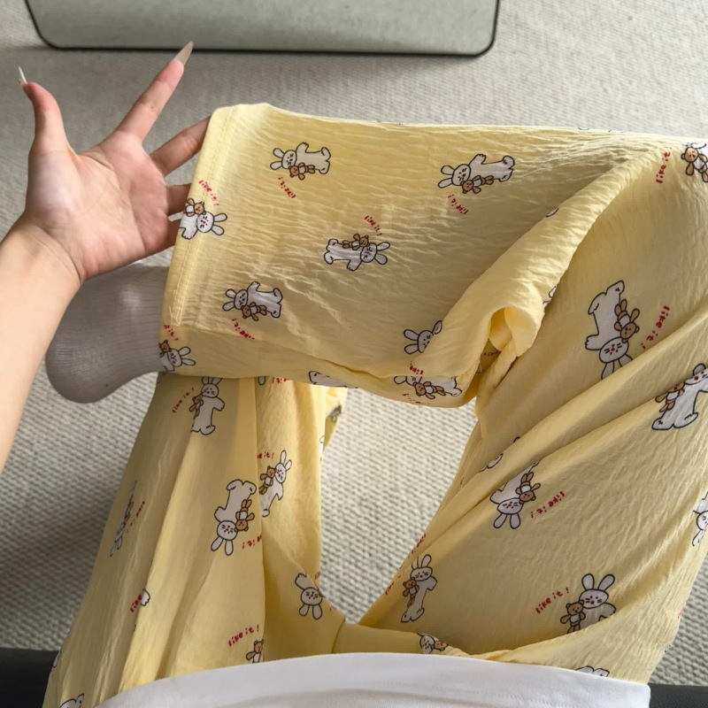 お散歩パンツ！漫画柄パジャマパンツ 夏秋新作 外出可 ホームエアコン対応 ロングパンツ 韓国風 ゆったり カジュアル|undefined