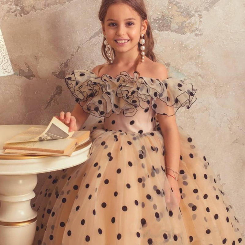 Formele meisjesjurk met stippen prinsessenstijl voor feestjes_voghion.com