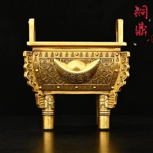 铜香炉 四方鼎 铜鼎摆件鼎盛千秋铜聚财鼎公司前台办公室装饰工艺