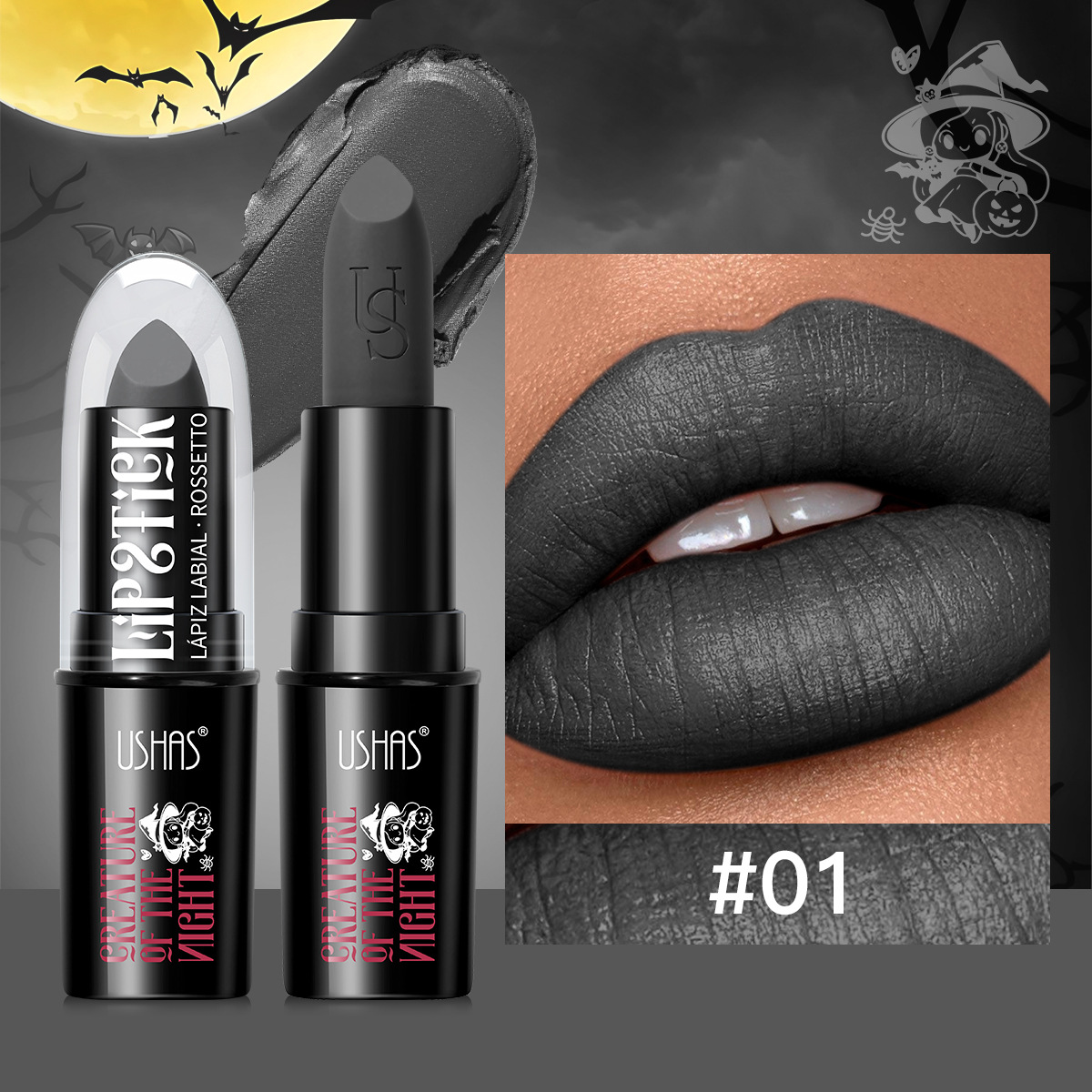 USHAS transfronterizo Amazon comercio exterior lápiz labial de Halloween impermeable y duradero lápiz labial mate maquillaje brillo de labios image 7