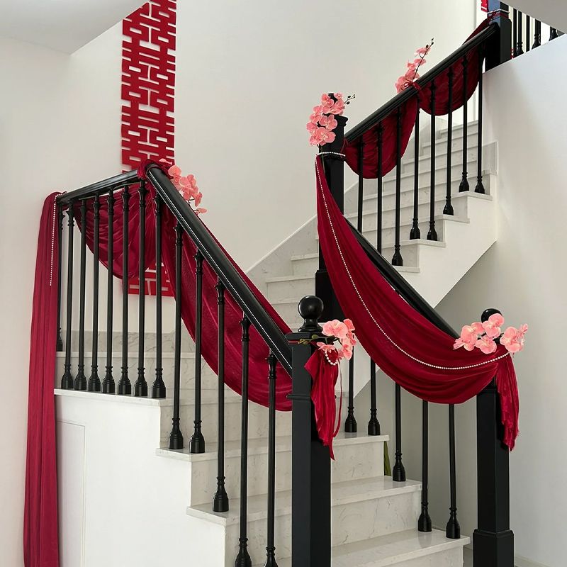 婚礼男方用品大全农村楼梯扶手装饰结婚婚房布置套装栏杆拉花跨境